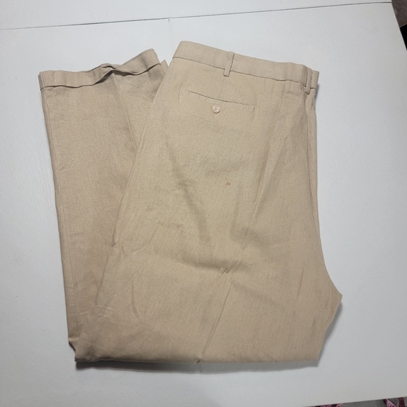 Trust 3X Tan Beige Linen Blend Short Sleeve Button Up Pocket Shirt & 44/30 pants - Picture 7 of 11